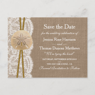 Het rustieke Zanddollar Collectie Save The Date Aankondigingskaart