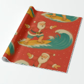 Het Santa Surf is op Cadeaupapier (Uitgerold)