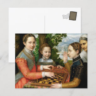 Het schaakspel Art 16th Century Repro Briefkaart