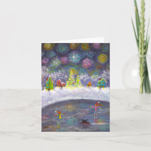 Het schaatsen onder de Sterrige Hemel Feestdagen Kaart