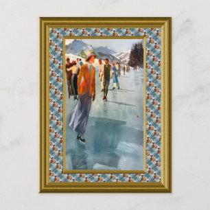 Het schaatsen op het meer briefkaart