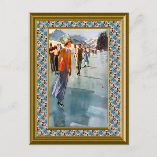 Het schaatsen op het meer briefkaart (Voorkant)
