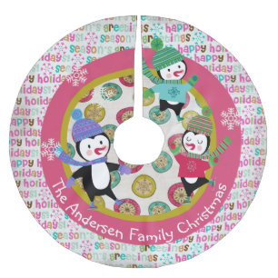 Het schaatsen Pinguïnen Gepersonaliseerde Rok 4 Kerstboom Rok