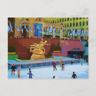Het schaatsen Piste, Rockefeller Centrum, de Stad Briefkaart