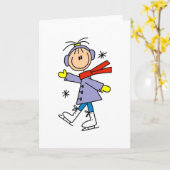 Het Schaatsen van het Ijs van de winter Kaart (Gele Bloem)