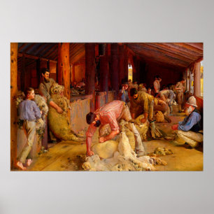 Het schapen scheren Tom Roberts 1890 Australische  Poster
