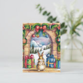 Het Schattigee kerstkonijn Briefkaart (Staand voorkant)