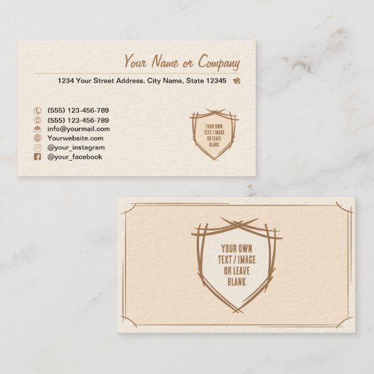 Het schild van de ridder. Wapen. Veiligheidsbadge. Visitekaartje (Voorkant / Achterkant)