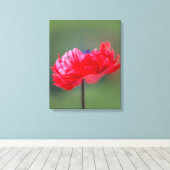 Het schildereffect van rode bloem sluit dicht canvas afdruk (Insitu (Houten vloer))