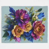 Het schilderen Bloemennevel Om het even welke kleu Fleece Deken (Voorkant (Horizontaal))