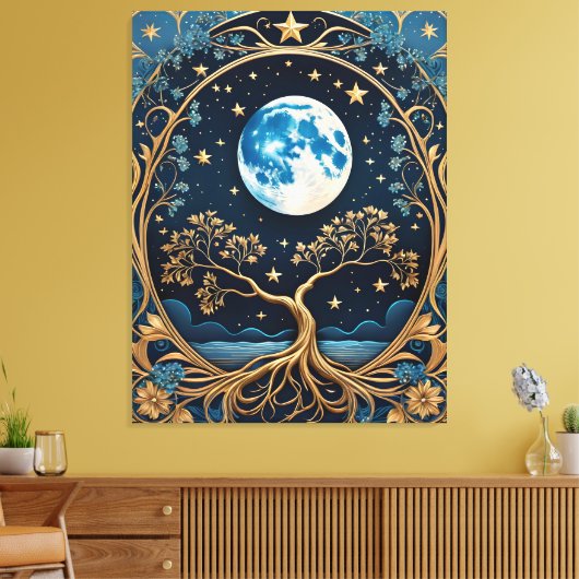 Het schilderen Lichtblauwe Magische Tarot Canvas Afdruk (Insitu (Woonkamer))