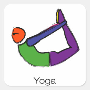 Het schilderen van boegyoga stelt met yoga tekst b vierkante sticker
