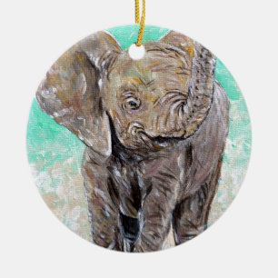 Het Schilderen van de Olifant van het baby Keramisch Ornament