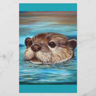 Het Schilderen van de Otter van de rivier Briefpapier
