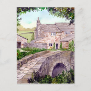 Het Schilderen van de Waterverf van de Brug van de Briefkaart