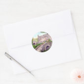 Het Schilderen van de Waterverf van de Stone Brug Ronde Sticker (Envelop)