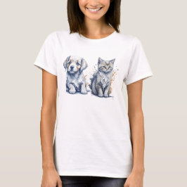 Het Schilderen van de waterverf van een Kute Puppy T-shirt