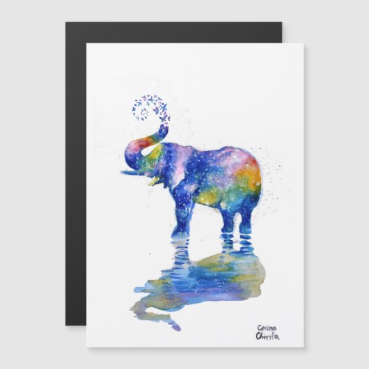 Het schilderen van de waterverf van Happy olifant (Voorkant / Achterkant)