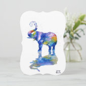 Het schilderen van de waterverf van Happy olifant Save The Date (Staand voorkant)