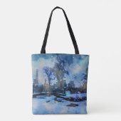 Het schilderen van de winternacht in het stadspark draagtas (Achterkant)