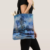 Het schilderen van de winternacht in het stadspark draagtas (Dichtbij)