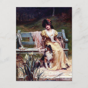 Het schilderen van Lady en Two Pet Dogs Briefkaart