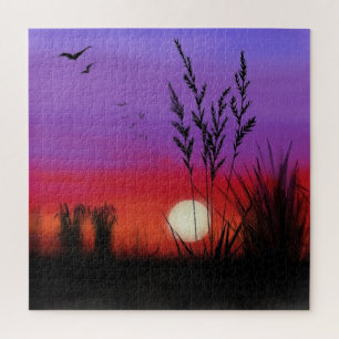 Het schilderen van Puzzle met het Zonnemeer Landsc Legpuzzel