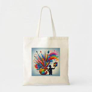Het schilderen van regenboog kleurrijke winkelen c tote bag
