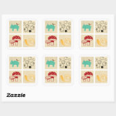 Het schilderen van vier kinderblokken vierkante sticker (Vel)