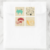 Het schilderen van vier kinderblokken vierkante sticker (Tas)