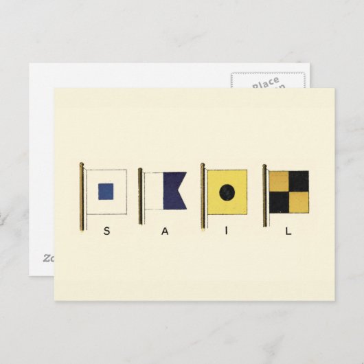 Het schilderen van Vier Vlaggen met Sail die onder Briefkaart (Voorkant / Achterkant)