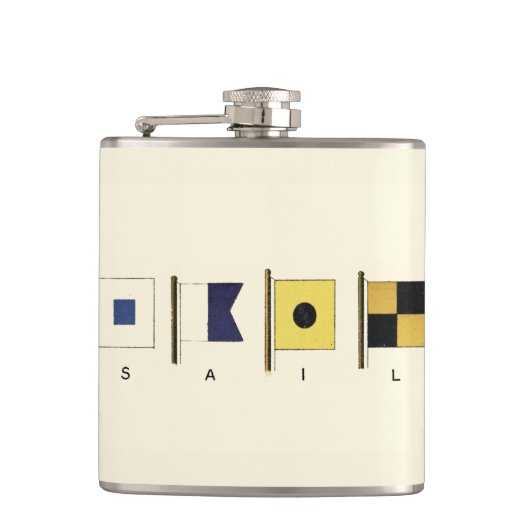 Het schilderen van Vier Vlaggen met Sail die onder Heupfles (Voorkant)