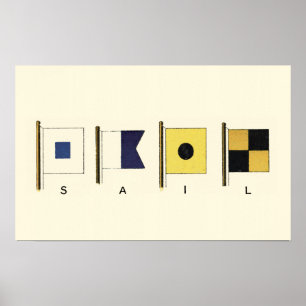 Het schilderen van Vier Vlaggen met Sail die onder Poster