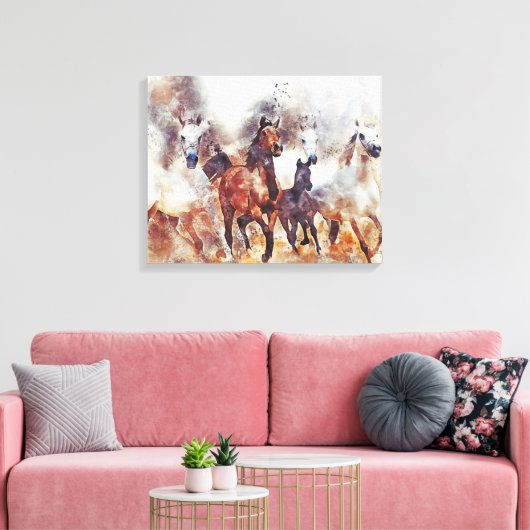 Het schilderen van wilde paarden canvas afdruk (Insitu (Woonkamer))