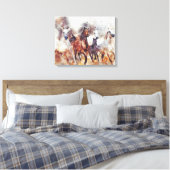 Het schilderen van wilde paarden canvas afdruk (Insitu (Slaapkamer))