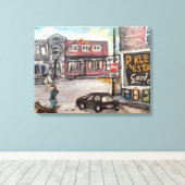 Het schilderij "Downtown Willoughby Dog Walk" Canvas Afdruk (Insitu (Houten vloer))
