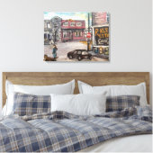 Het schilderij "Downtown Willoughby Dog Walk" Canvas Afdruk (Insitu (Slaapkamer))