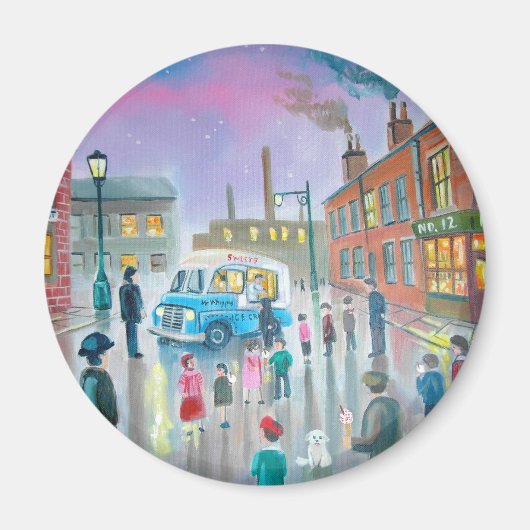 Het schilderij Ice Cream Van oil Magneet (Voorkant)