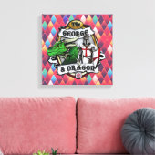 Het schilderij van George en Dragon Wrapped Canvas Afdruk (Insitu (Woonkamer))
