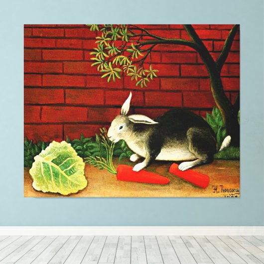 Het schilderij van Henri Rousseau, Konijn, Canvas Afdruk (Insitu (Houten vloer))