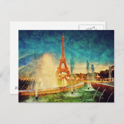 Het schilderij van het uitzicht van Parijs met de Briefkaart (Voorkant / Achterkant)