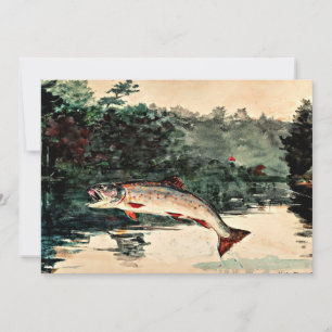 Het schilderij van Winslow Homer, Leaping Trout, Feestdagenkaart