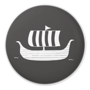 Het schip/de barkas van Viking met douane Keramische Knop