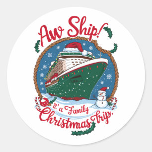 Het schip is een familie kerst cruise reis ronde sticker