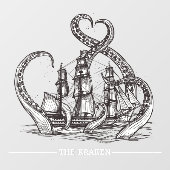 Het schip Kraken Octopus Sailing Nautical Raamsticker (Vel)