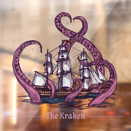Het schip Kraken Octopus Sailing Nautical Raamsticker (Vel 2)