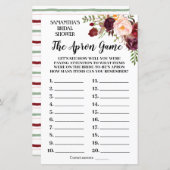 Het Schort Marsala Flowers Vrijgezellenfeest Game (Voorkant / Achterkant)