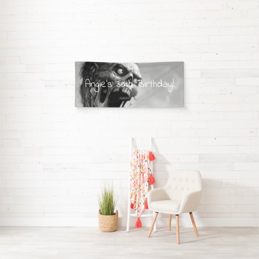 het schreeuwen zombie verjaardag spandoek (Insitu)