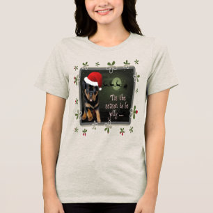 Het Seizoen Om Vrolijk Te Zijn Schattige Puppy Ker Tri-Blend Shirt