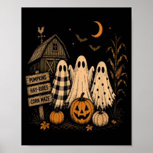 Het seizoen spook trio pompoen lapjes boerderij poster